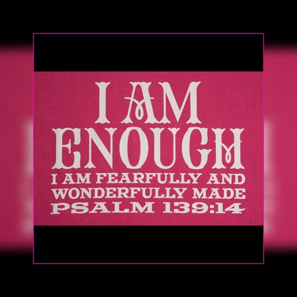 "I Am Enough" casual fuschia graphic tee - Picture 2 of 5